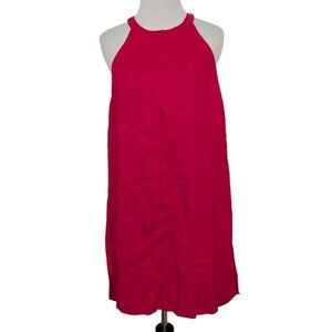Antibes Blanc 100% Linen Halter Dress Womens Size Small Pink Sleeveless Shift